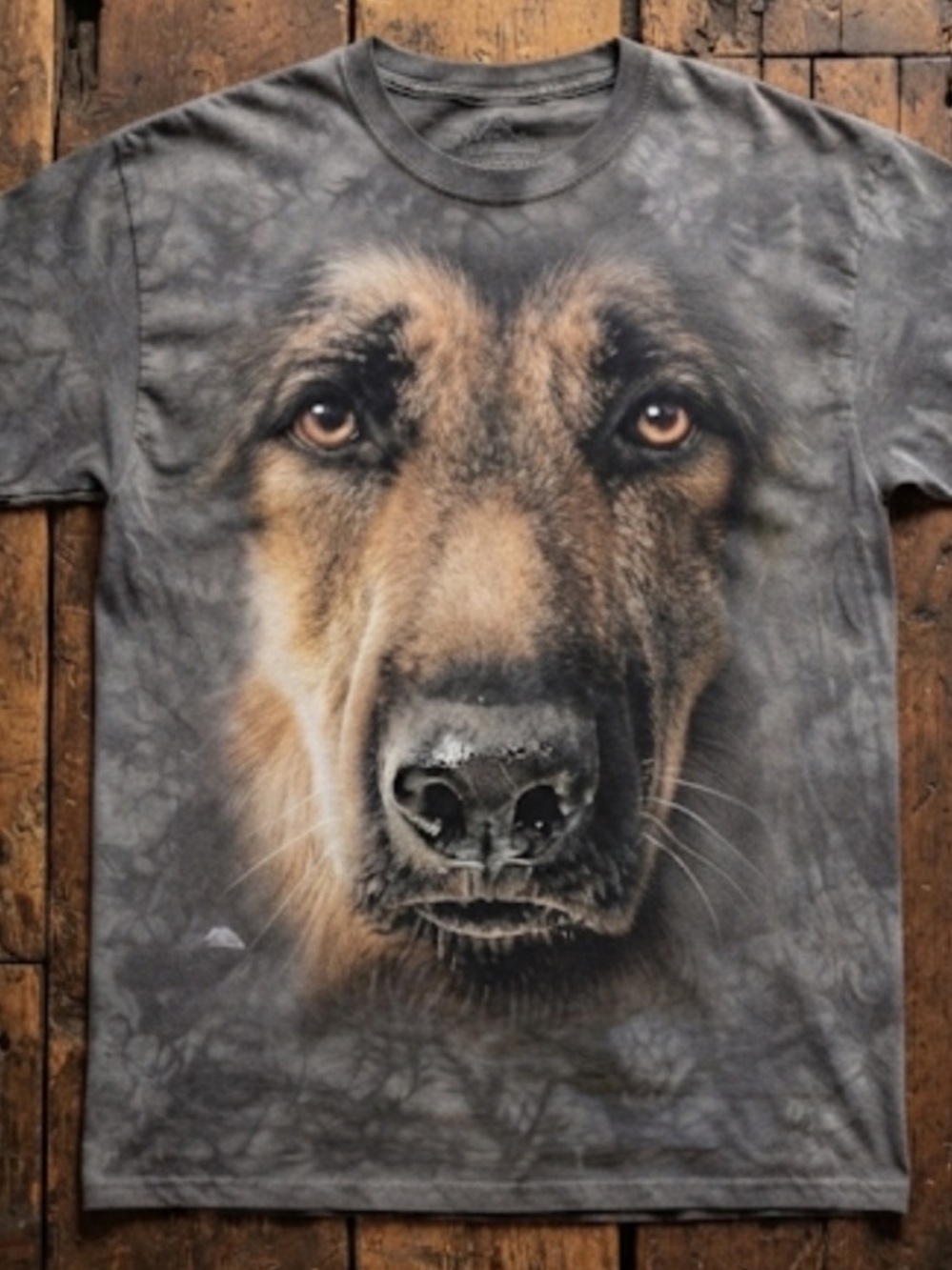 German Shepherd Realistic Dog Face T-Shirt - Black